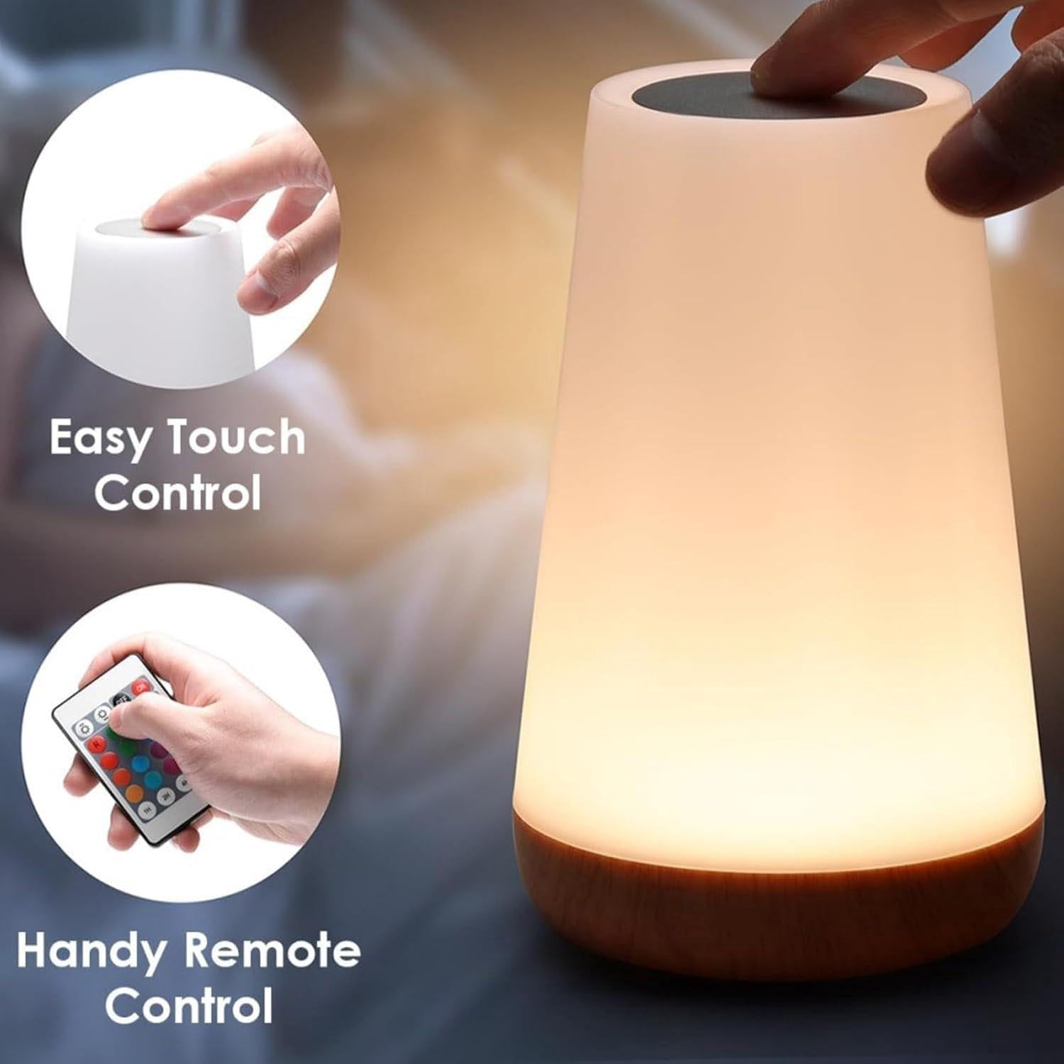 Uwantmes Night Light, Uwantmes Portable Touch Lamp, Led Bedside Lamp 13 Colors and 5 Brightness Adjustable 1PCS