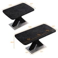 thumbnail image 3 of DreamBuck Modern Square Dining Table, Stretchable, Printed Black Marble Table Top + MDF X-Shape Table Leg with Metal Base, 3 of 7