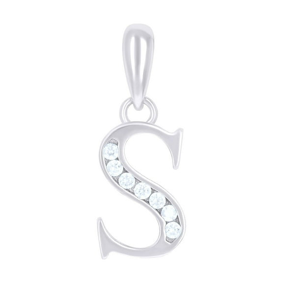 925 Sterling Silver Unisex Cubic-zirconia Initial Alphabet S Charm Pendant for Men Women