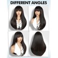 thumbnail image 5 of Long Straight Wigs with Bangs Highlight Wigs for Women 4x2 Realistic  Scalp Glueless Hair No Lace Synthetic Wig High Temperature Fiber Daily Party Use (4 30, 26 Inch), 5 of 6