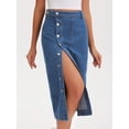 thumbnail image 5 of DARING DIVA Women's Denim Midi Skirt Button Up Slit Jean Skirts X-Large Blue, 5 of 7