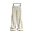 thumbnail image 5 of Qingpeng Womens Plush Warm Long Pants Elastic High Waist Wide Leg Trousers Thick Cozy Fall Winter Casual Pants for Women, 5 of 5