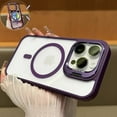 thumbnail image 2 of for iPhone 14 Pro Max Transparent Case with Camera Lens Protector, Compatible with MagSafe, Built-in Camera Stash Stand, Magnetic Hard Back Soft Edge Anti-Fingerprint Flexible Cover, Darkpurple, 2 of 11