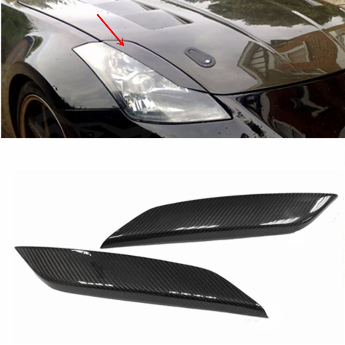 Sport Real Carbon Fiber Headlight Eye Lid Cover For 350Z 2003-2006