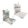 thumbnail image 5 of Jordan Manufacturing 42" x 20" Baloo Stardust Coral and Teal Leaves and Midas Stardust Coral and Teal Dash Reversible Rectangular Outdoor Chair Cushion with Ties and Hanger Loop, 5 of 14