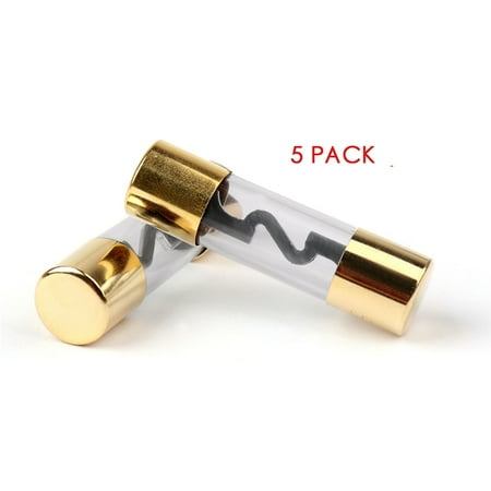 5 Pack Gold Plated High Quality Glass 80 Amp Car Audio Amp Inline AGU Fuse 80A