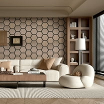 4-Pack 3D Hexagon Acoustic Wall Panels (29.1" X 23.9" Each), Real Walnut Wood Veneer Soundproof Panels For Living Room, Studio & Office