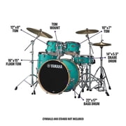 Yamaha Stage Custom Birch 5-Piece Drum Set, 22 Bass Drum, Matte Surf Green, Birch Shells