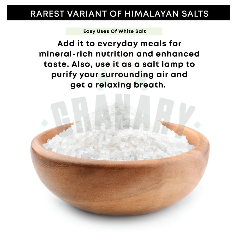 Himalayan White Salt Coarse Crystals by Granary Mart – Rich in Trace Minerals – Ideal for Grinder – Gourmet Grade - Unrefined & Natural - Affordable Wholesale Rate - 55 lbs Bulk Bag