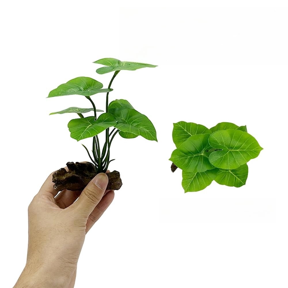 Pets Fish Tank Decor Aquarium Decorations Ornaments Betta Leaf pad Hammock 6inch Plastic Artificial Plant Goldfish Fish Hides Small Tank/Reptiles Plants Driftwood (Green-Type-A)