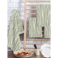 thumbnail image 2 of Green Waves Stripes Kitchen Dish Towels for Drying Dishes Set of 2, Vintage Minimalist Lines Texture Waffle Weave Microfiber Hand Tea Bathroom Towels Quick Dry & Absorbent Towel 15.7x23.6, 2 of 7