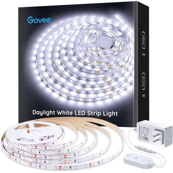 Govee Cool White LED Strip Lights 16.4ft with Control Box, 6500K, Dimmable
