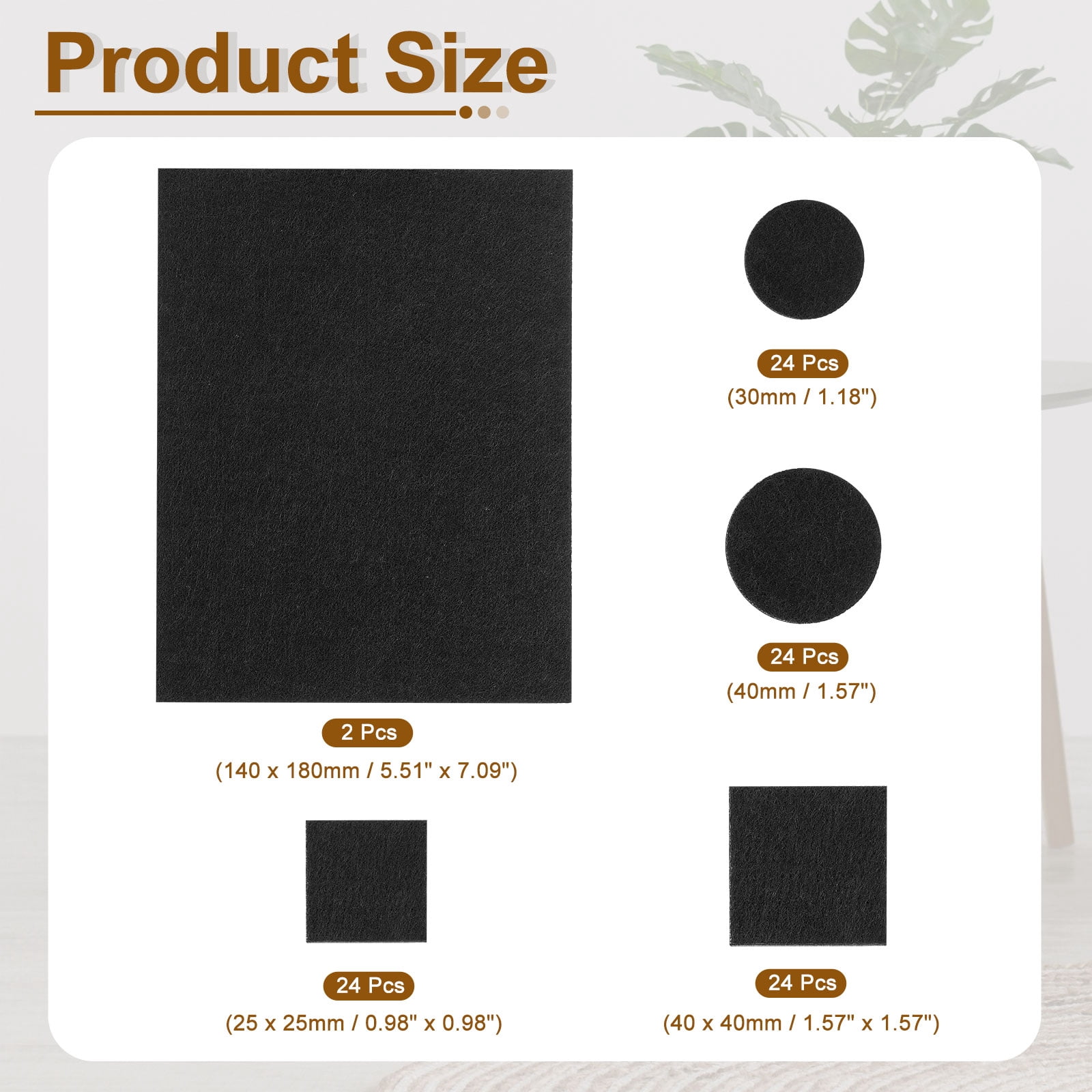 98Pcs Felt Furniture Pads, Pure Wool Felt Furniture Feet Wood Floor Protectors Self Adhesive for Protecting Hardwood Floors, Table Legs and Chair Legs, Black