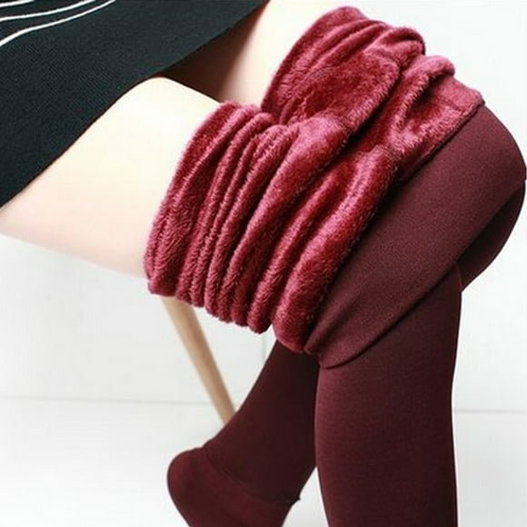 DDAPJ pyju Womens Fleece Lined Stirrup Leggings, Winter Thermal Pants Thick Warm High Waist Stretchy Yoga Tights Basic Solid Color Skinny Leggings on Clearance Wine Free Size