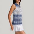 thumbnail image 4 of Women's Golf Shirts Printed Sleeveless Athletic Tank Tops Collared Zip Quick Dry Golf Top for Summer Sports Blue L, 4 of 6