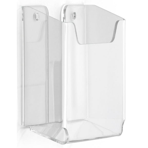 Wall Mounted Clear Acrylic Brochure Holder, Frameless Design, 3-3/4 x 3-3/8 x 1-1/8-Inch - Sold In A Set Of 20 (LHWM375)