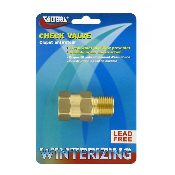 Valterra Check Valve, Brass 1/2 inch Check Valve