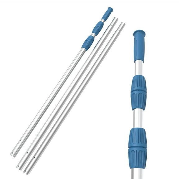 Professional 15ft Heavy Duty Swimming Pool Pole, Telescopic Aluminum, Adjustable 3.4-15ft, Fits Pool Vacuum, Net, Brush, Hook, Cleaning Tools, Universal Mount, Anti-Slip Grip, Twist Lock Design
