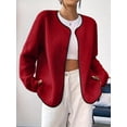 thumbnail image 4 of Womens Fleece Jacket Fall Winter Warm Long Sleeve Casual Loose Fit Comfy Fashion Outwear Cardigan Coat Brick Red XL, 4 of 8