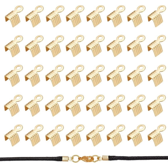 100Pcs 304 Stainless Steel Folding Over Crimp Cord Ends Terminators Crimp End Tips Cord Pinch Crimp Ends Metal Ends Tips Jewelry Connector for Bracelet Jewelry Making for making