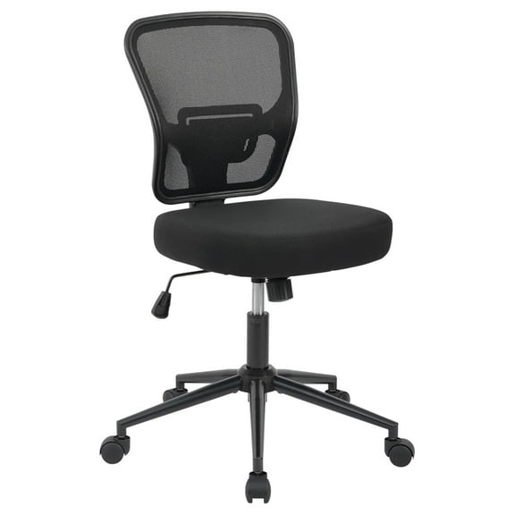 Armless Desk Chair - Height Adjustable Ergonomic Office Chair with Wheels - Small Task Stool for Home, Bedroom, Study - Black