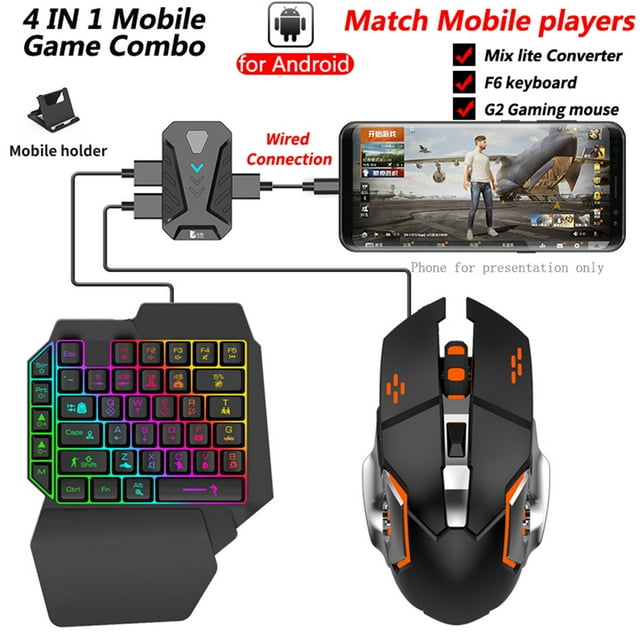 Graflsoa Mixlite PUBG Gaming Adapter: Key-Mouse Converter with Custom M1PRO Keyboard, No Delay, Android Support, Charging-Compatible, Portable Design