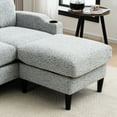 thumbnail image 3 of Convertible Combination Sofa Sofa L-Shaped Sofa with Footstools with Storage, White+Black Sofa for Living Room, Living Room/Bedroom/Office/Small Space 3-Seater Combination Sofa (Grey), 3 of 11