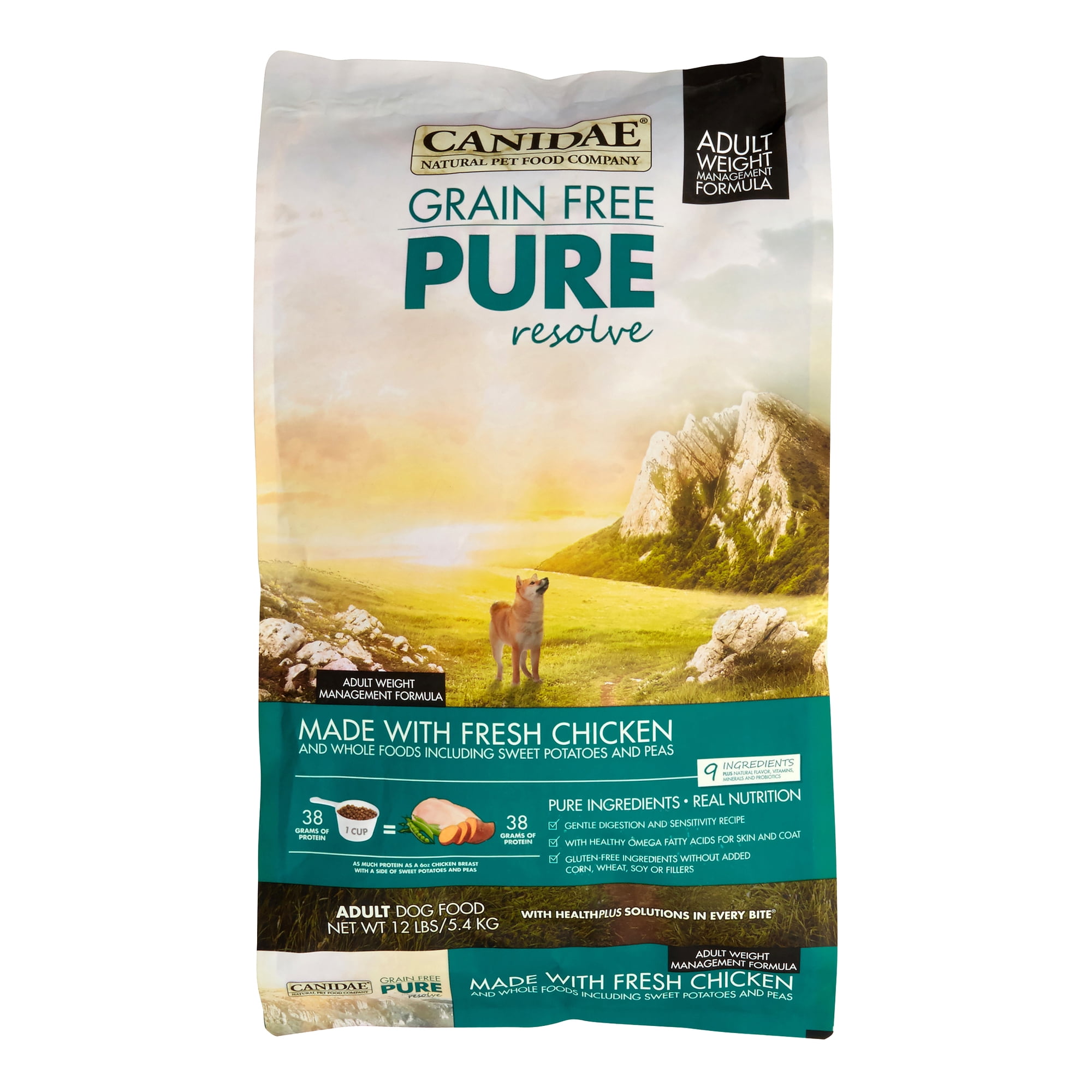 Canidae Pure Resolve Grain-Free Weight Management Fresh Chicken Adult Dry Dog Food, 12 lb