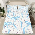 thumbnail image 2 of Homewish Ribbon Bow Bowtie Full Size Sheets,Rustic Rose Flower Bed Sheets,Beige Blue Sheet Sets For Child,Ultra Soft Home Decor,4pcs, 2 of 7