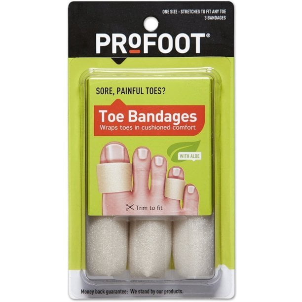 ProFoot Toe Bandages Cushion Comfort Trim to Fit w/ Aloe, 3 ct, 6-Pack