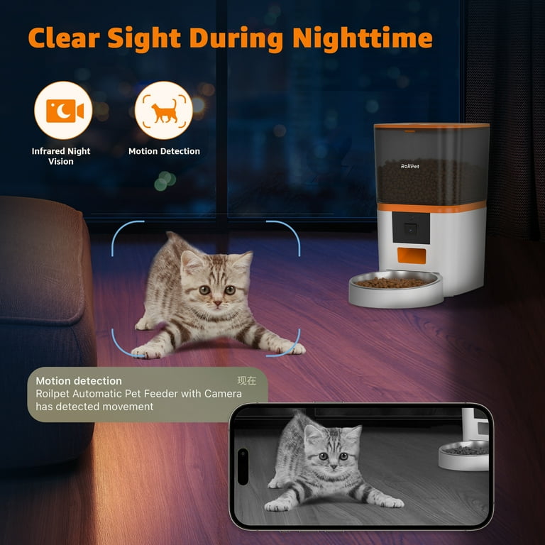 Roilpet 6L Automatic Pet Feeder for Cats Dogs Rabbits with Camera