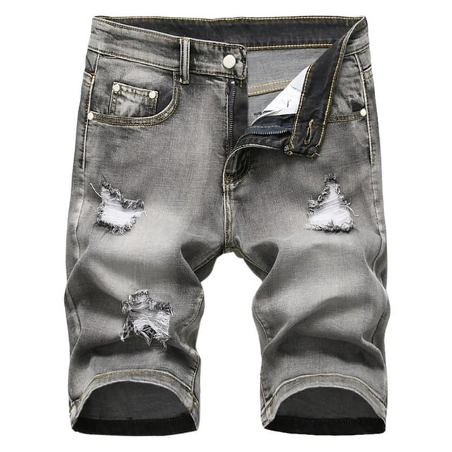 CHOK Athletic Shorts for Men High-End Ripped Personality Camouflage Stitching Trend Shorts In Clearance Blue Xs