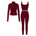 thumbnail image 4 of Uobin Womens Workout Sets 3 Piece Seamless Long Sleeve Jacket Scrunch Leggings Racerback Sports Bra Yoga Gym Outfits, 4 of 4