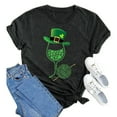 thumbnail image 2 of Prolriy T-Shirt de la Saint-Patrick pour Femmes, Imprimé Verre de Vin, Col Rond, Manches Courtes, T-Shirt Noir TTTG, 2 of 4