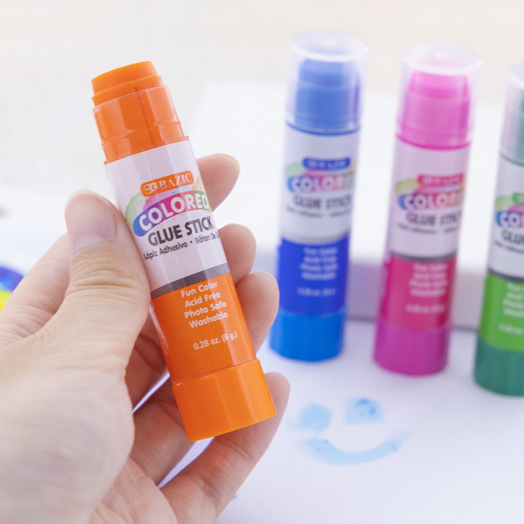 BAZIC Washableed Glue Stick 8g/0.28 Oz, Acid Glue Sticks (4/Pack), 24-Packs