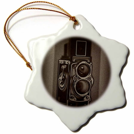 3dRose Picture of a Vintage Twin Lens reflex TLR camera - Snowflake Ornament,