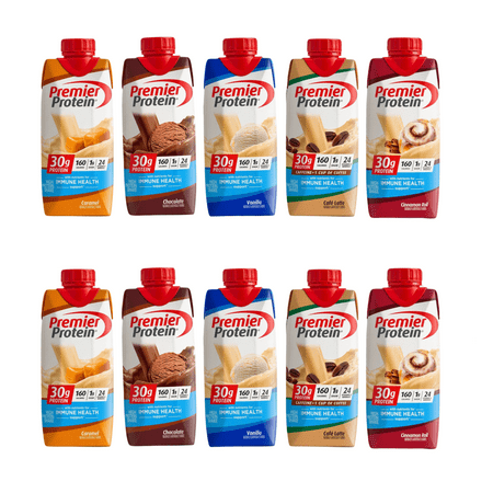 Premier Protein Shake Assorted Variety Pack - 11 Fl Oz (5 Flavor - Pack of 10) Packaged by Sivint