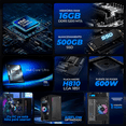 thumbnail image 3 of Computadora Gamer IA Ready Xtreme PC Gaming Intel Core Ultra 5 225 16GB DDR5 SSD 500GB Monitor 23.8 WIFI Black Multitarea Avanzada con IA, 3 of 6