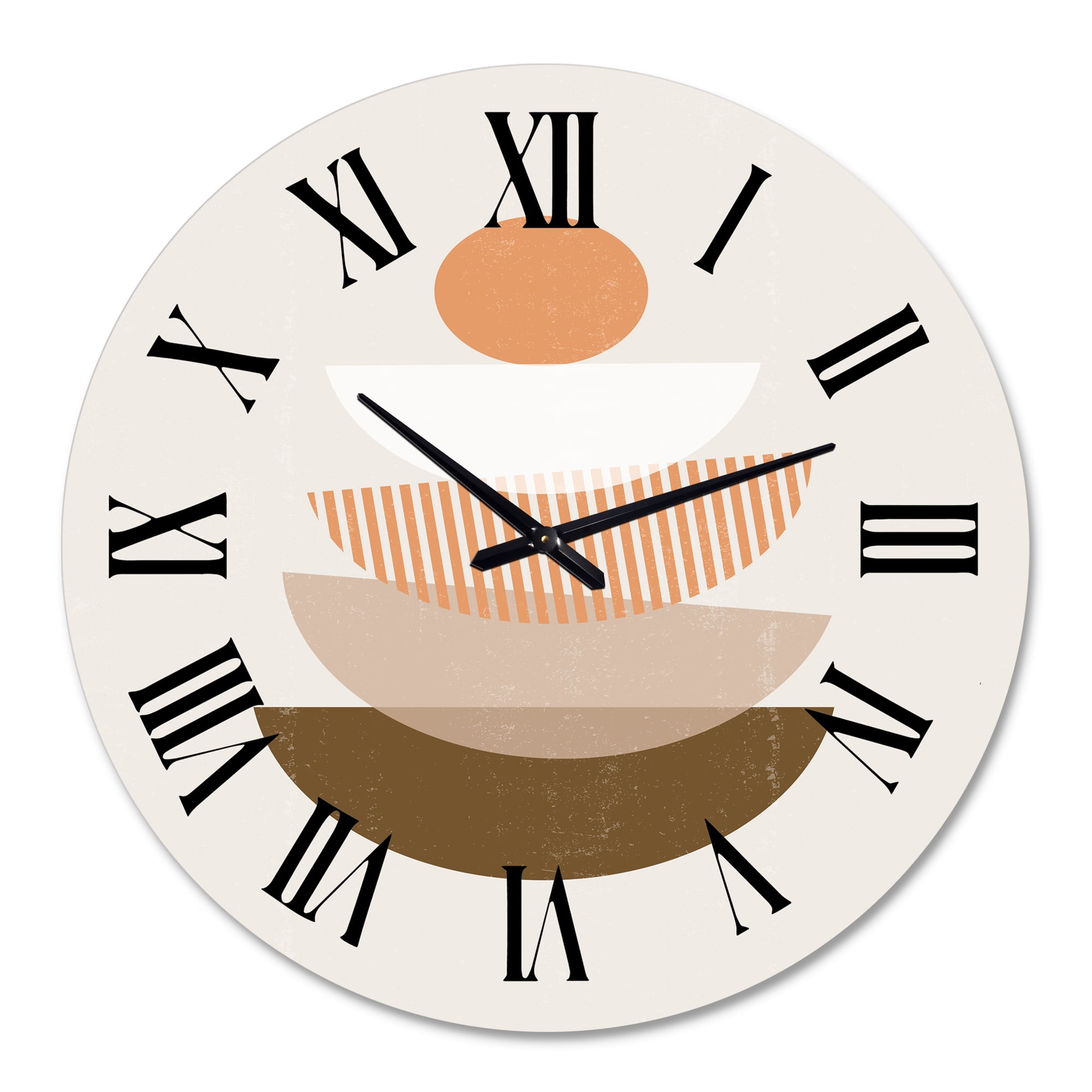 Designart 'Abstract Sun & Moon Geometrics In Terracotta I' Modern Wall Clock