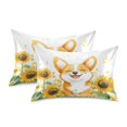 thumbnail image 2 of Haosy Satin Pillowcase for Hair and Skin Standard Cooling Silk Pillow Case with Envelope Closure Happy Corgi and Sunflowers 20"x26", 2 of 9