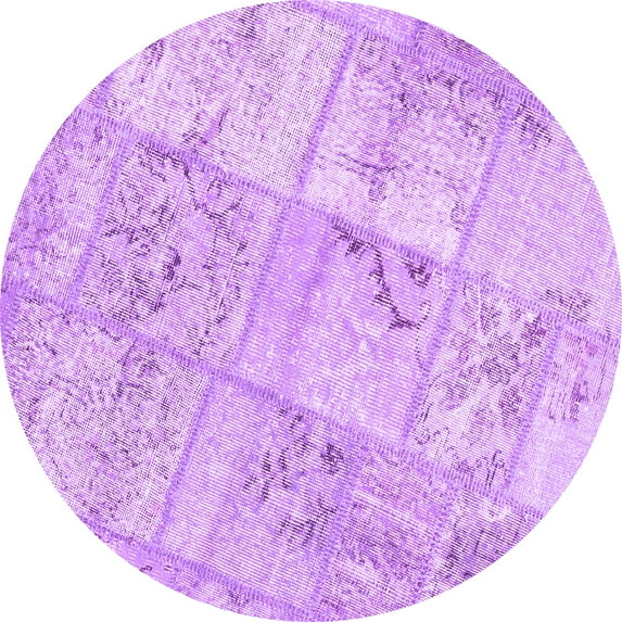 Ahgly Company Indoor Round Patchwork Purple Transitional Area Rugs, 3' Round