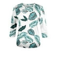 thumbnail image 5 of Womens Long Sleeve Knit Tops Round Neck Women's Casual Round Neck 3/4 Sleeve Printed Loose Shirt Blouse Tops Printed Pullover Sweatshirt Tops Stripe Button Blouse Summer Saving Clearance Pullover, 5 of 6
