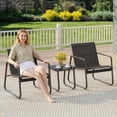 thumbnail image 2 of Lofka 3-Piece Patio Furniture Set with Coffee Table for Garden| Balcony| Bistro, Textilene,Black, 2 of 11