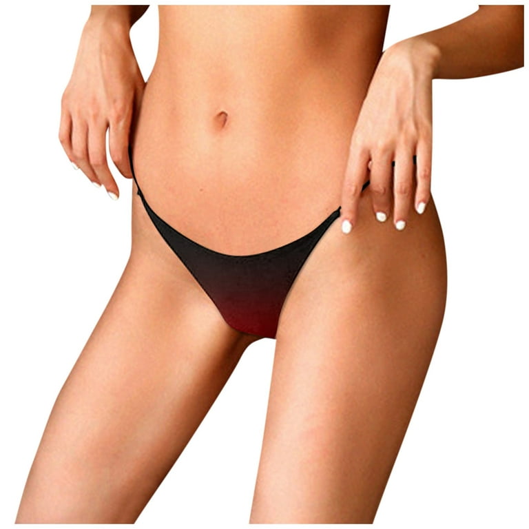 Sksloeg Thong Bikini Panties No Show Thong Seamless Underwear Low Rise  Comfortable Microfiber Workout,Wine L