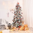 thumbnail image 2 of Patiojoy 7ft Snow Flocked Fir Artificial Christmas Tree Hinged Decoration Pine Tree, 2 of 9
