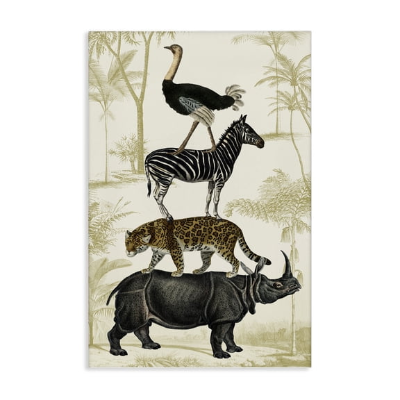 Stupell Industries Traditional Tower of Safari Animals Canvas Art, 16 x 24, by Victoria Barnes