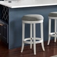 thumbnail image 3 of New Ridge Home Goods Avery 25in. Counter-Height Wood Backless Barstool with Upholstered Grey Swivel Seat, White Frame, 3 of 7