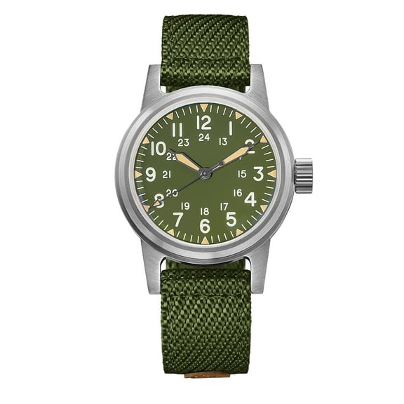 ADDIESDIVE Men's Automatic Watch 200M Waterproof Japanese Movement 36mm Small Case Military Vintage Stainless Steel Nylon Strap Luminous Analog Wrist Watch for Men