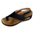 thumbnail image 5 of Orthopedic Sandals for Women Low Wedge Arch Support Flip Flops Hook and Loop Slingback Summer Outdoor Nonslip Walking Shoes Black Size 6.5, 5 of 5