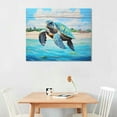 thumbnail image 2 of Nawypu  Bathroom Canvas Wall Art, Sea Turtle Wall Decor Giclee Rustic Painting Ocean Beach Canvas Prints Framed Artwork for Living Room Bedroom Office (Sea Turtle - B), 2 of 4